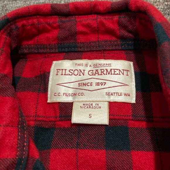 Filson Garment Women’s Small Alaskan Guide Flannel Shirt Plaid Red Black - Picture 3 of 8